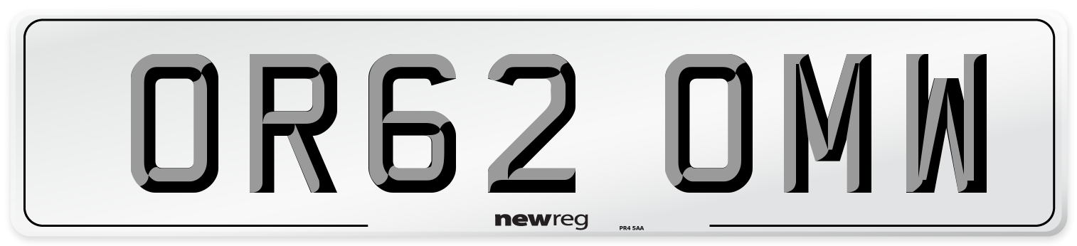 OR62 OMW Number Plate from New Reg